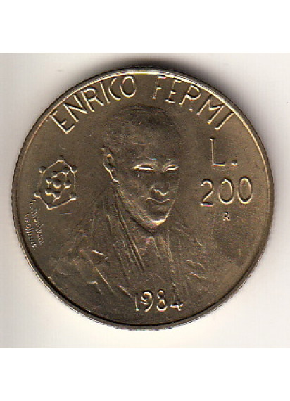 1984 200 Lire Bronzital Enrico Fermi Fior di Conio San Marino